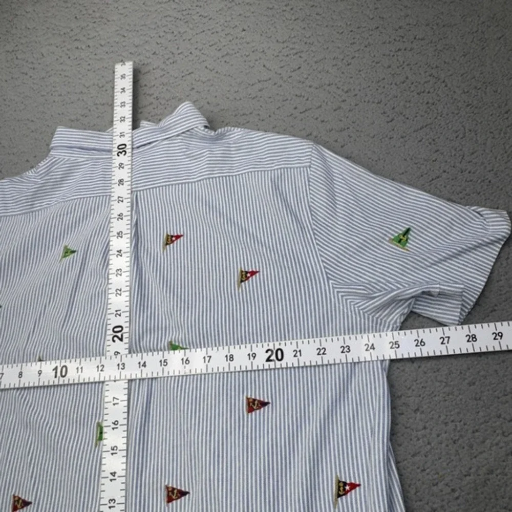 Polo Ralph Lauren Shirt Mens 2XL‎ Blue Stripe Flags Knit Oxford Preppy Nautical